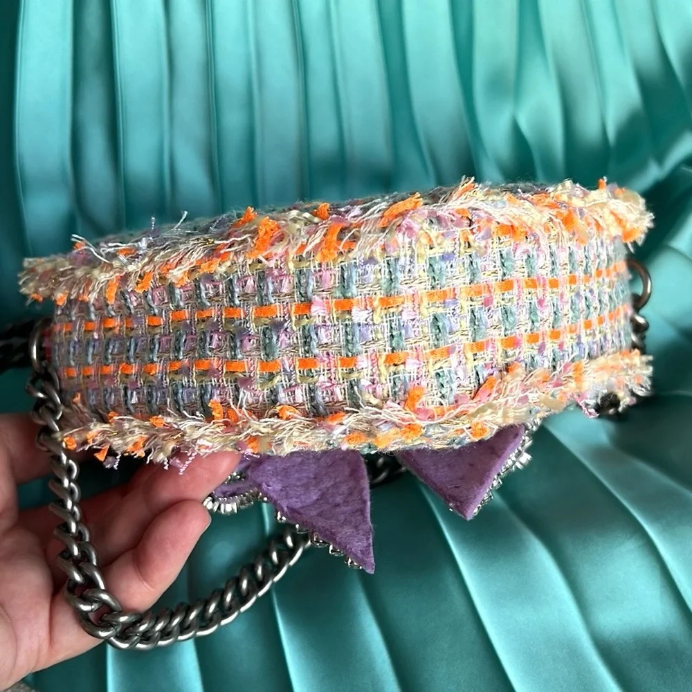 Kurt Geiger London Crystal Bow Crossbody bag orange purple heart